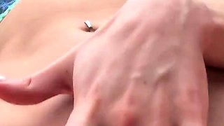 Sexy blonde girl play with pussy