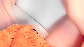 Hot Lesbian Gets Fucked by a Big Dildo Together with Her Friends