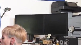 Tattooed secretary fucked by boss