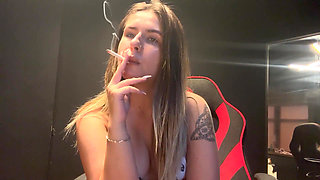 Your Perfect Blondie Smokes in Bra