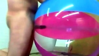 Daddy Plays with Inflatable Beach Ball Sex Toy