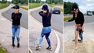 Public Pee Fail! MILF Accidentally Pisses Outside & Gets Caught by Cars