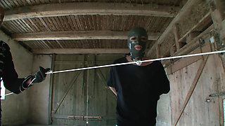 She Is Tied up on the Trolley and Operated with Steel Nails and Chain Wheel