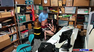 Alex Harper faces a huge cock in an office