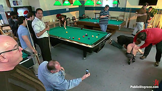 19 Year Old with Huge Natural Tits Gets Humiliated and Fucked in Public