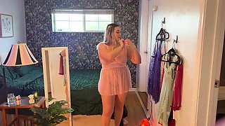 Curvy YouTuber Erika Kay Flashes Pussy in See-Through Dress Try-On Haul - Big Natural Tits & Close-Ups