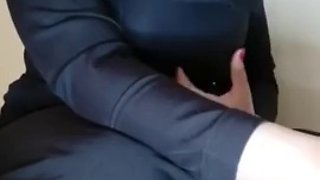 Muslim Wife in Black Hijab , Showing her Natural tits ,Big Ass and Horny Pussy, Fingering deep inside