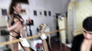 bastonado cuckolding with sucking cock of master