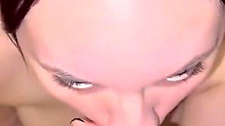 Gagged on daddy's cum, slobbery blowjob and handjob from a cute slut