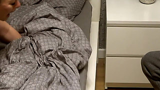 Cuckold Creampie Cleanup, Wife Fucks Neighbor in Front of Husband
