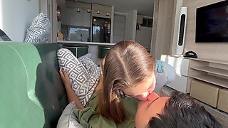 Slim Busty Blonde Latina Chick Rides the Face and the Dick Of Her Handsome Young Stepdad