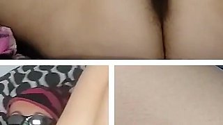Amateur Wife Fingers in Pussy Orgasm. Latina Hairy Pussy Masturbates with Moans