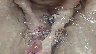 Bath Handjob Ended with Hot Underwater Cumshot!