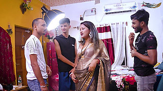 Desi Honry Bhabhi Hardcore Fuck with Her Three Debor When She Was Alone at Home