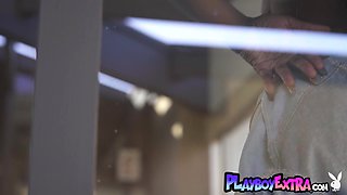 Ebony teenie shows her home and her snatch