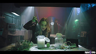 Parasited Femdom Investigation - Horny Lesbian Foursome with Male Bondage, Anal & Creampie Cleanup
