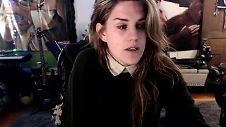 Perfect blond making solo masturbation