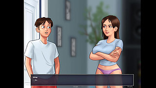 My stepmom is masturbating and my stepsister and I are watching.