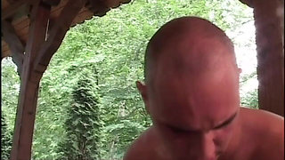 Sucks Big Italian Cock and Gets Her Ass Pounded on the Terrace