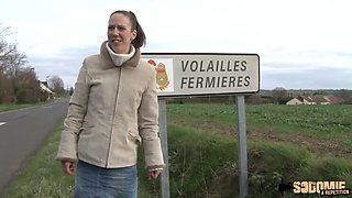 Sophie, a slutty farmer in a hurry to take a cock in her ass