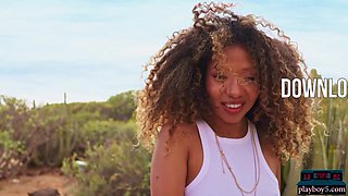 Black hispanic mom outdoor with Playboy