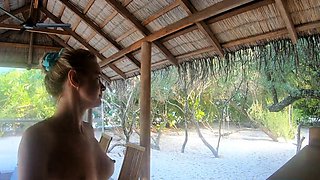 Tattooed Blonde MILF Strips in Abandoned Bar