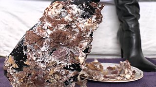 Smoking Mistress and Cake From Boot Soles POV Clip, Lady Victoria Valente