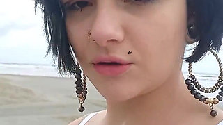 Influencer Sucking Dick in Public on a Beach