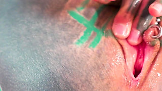 Tattooed Webcam Model Gets Interrupted and Fucked During Show