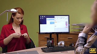 Loan4k. red haired with giant boobie has sex for cash with loan agent
