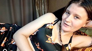 POV of your sweet Russian girlfriend Grustina Nectaria taking care of you with a soft and gentle blowjob while you're sick
