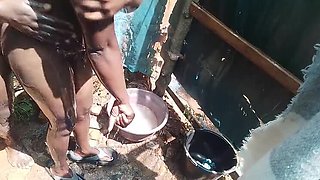 Hot Kenyan Maid Takes Big Dick Doggy Style in Shower