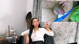 Glasses classy babe teasing micropenis