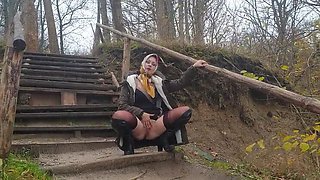 Wanilianna Squirts & Pee in Public Place Amateur MILF Stockings Solo