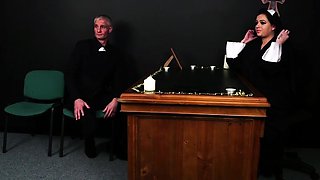 CFNM voyeur nun watches 3some BJ