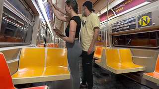 Student Girl Gets Cum on New York Subway Train.