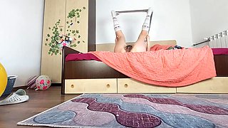 Sexy Wife Does Yoga Naked. Sexy Hairy Brunette, Big Tits, Big Ass