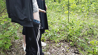 Neighbor sucks my dick in a public park and swallows hot cum