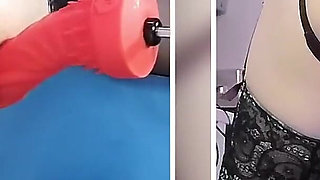 Big Dildo Anal Masturbation on the Fucking Machine