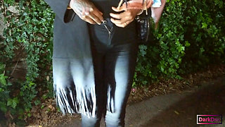 The kinky slut queen "Dark Dea" in peeing outdoor compilation