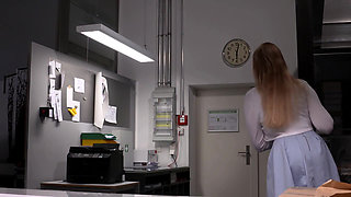 Caught by the Boss - as Punishment She Has to Blow Hard