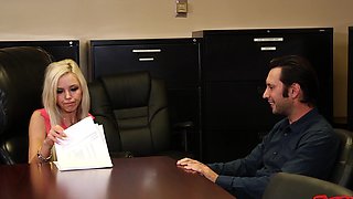 Fake tits MILF Nina Elle opens legs to be fucked in the office