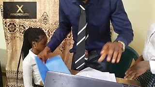 Naughty Students Fuck Their Teacher in Office - Black Teens in Uniform