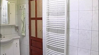 Sexy big boobs airy pussy fucking licking in the bathroom after pussy shaving