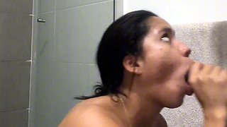 Blowjob to the huge BBC in the public bathroom -amateur couple- nysdel