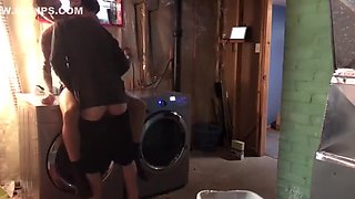 : Little Stepbrother Helping With The Laundry