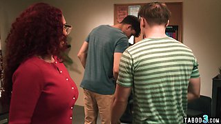 Redhead MILF teacher double penetrated