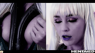Purple Elf Girl Gets Horny and Starts Lactating - Alya Stark Cosplay Fantasy Monster DP Creampied