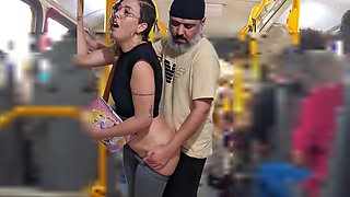 Slutty Student 18+ Gets Cumshot In Public On The Bus With Verified Amateurs