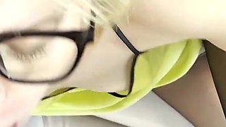 Cock Sucking Mature Slut in Glasses, Pantyhose and Heels POV